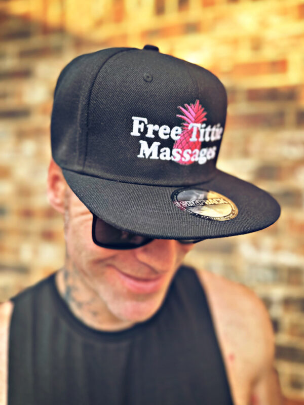 FREE TITTIE MASSAGES Black Flat Billed Snapback Hat